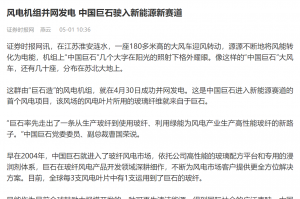 时报：风电机组并网发电 中国888贵宾会驶入新能源新赛道